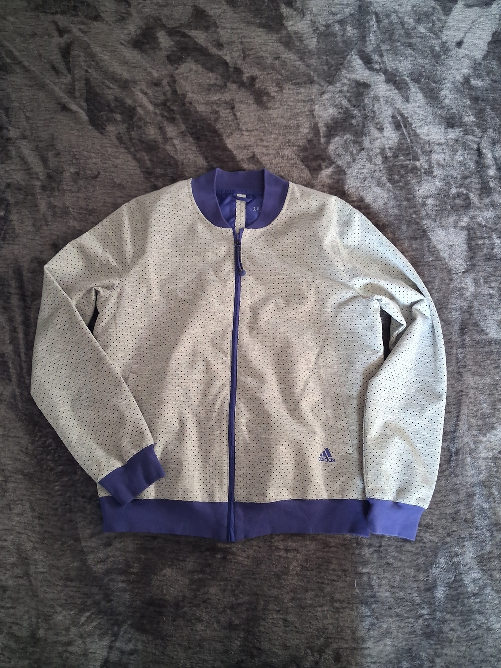 Adidas Climalite Perforated Track Jacket Full Zip Pockets Gray/Purple Women M